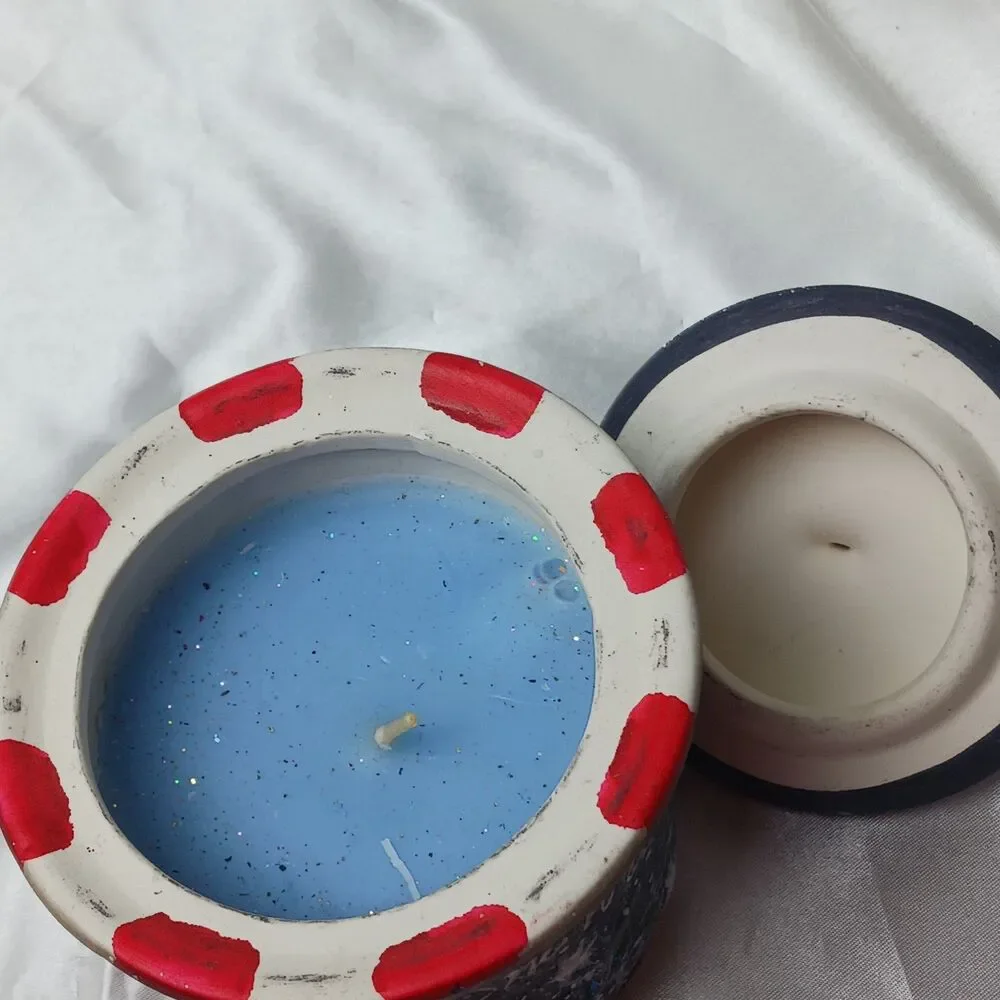 IT'S SNOW TIME 3'' SNOWMAN CERAMIC CANDLE W/LID